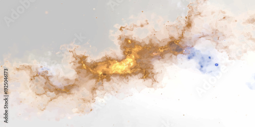 Abstract blue grunge background featuring white splashes and a frosty texture of winter ice, clouds, and vintage paper smoke.