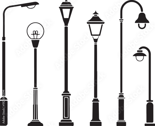 Street lighting flat icons
