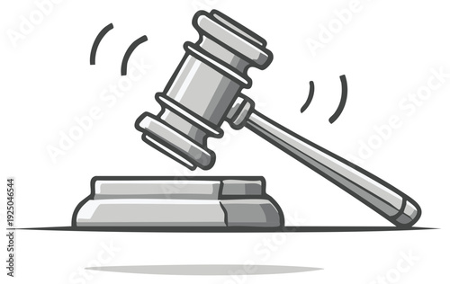 Judge gavel banging with motion blur, court hammer striking sound block in courtroom to declare verdict or auction.