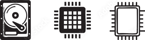 Electronic Component Hard Drive CPU Chip Vector Graphic