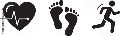 Vital Signs Heartbeat Steps Fitness Tracker Graphic Set