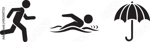 Wellness Heartbeat Steps Fitness Health Monitoring Icon Set