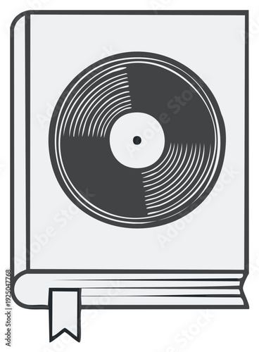 Book Cover Graphic with Vinyl Record Design for Music or Audio Content