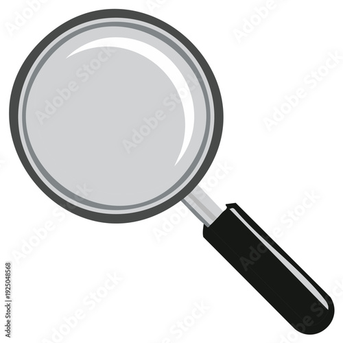 Magnifying glass illustration with lens, handle, and a searching concept.