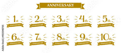 Hand drawn gold number crests collection