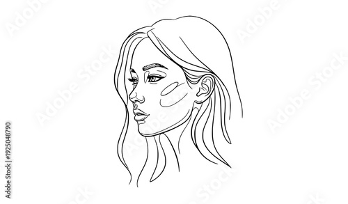 Beautiful hand drawn stylus sketch portrait vector illustration minimalist line art female face EPS10