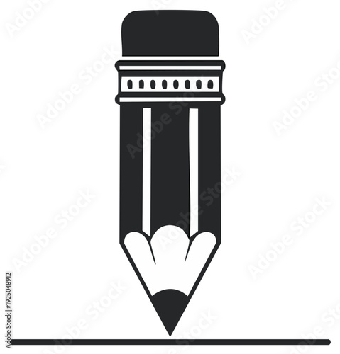 Stylized pencil icon drawing a straight line vector illustration