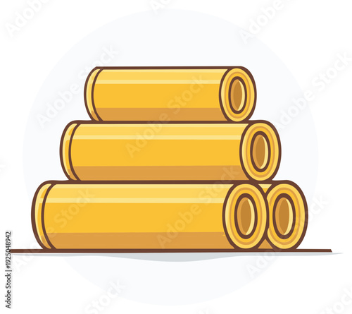 Delicious Italian cannelloni pasta rolls stacked neatly golden culinary ingredient illustration