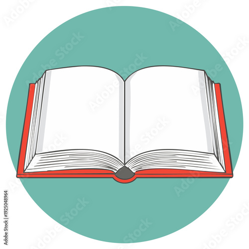 Open book with blank pages and a red cover ready for your custom text or illustration