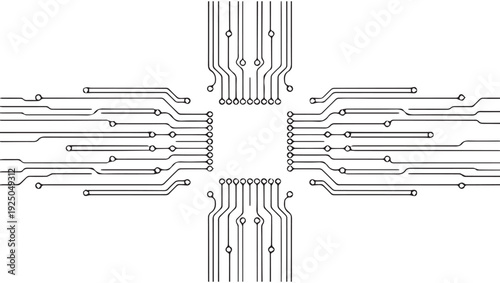 Intricate circuit board design with interconnected pathways and connection points