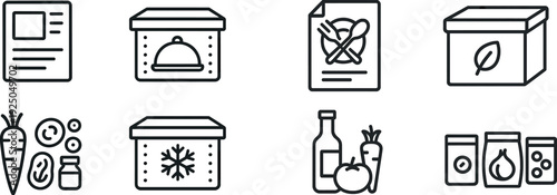 Visual representation of a meal planning concept featuring a recipe card, storage containers for food, fresh veggies, and creative organizing methods to ensure freshness.