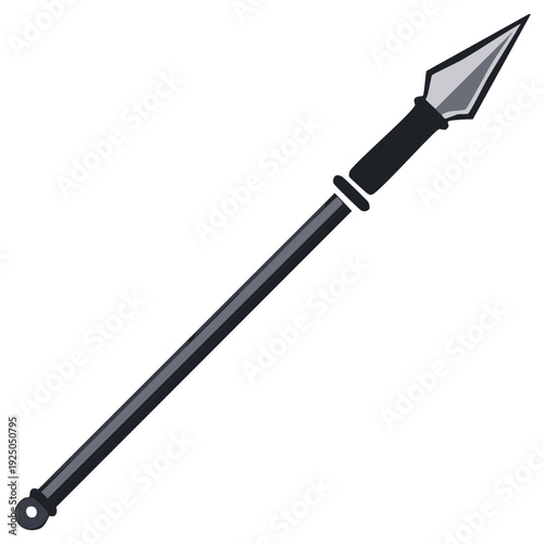 Classic hunting spear with a long shaft and sharp metallic tip vector illustration