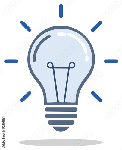 Illustration of a bright light bulb emitting beams, concept for idea generation
