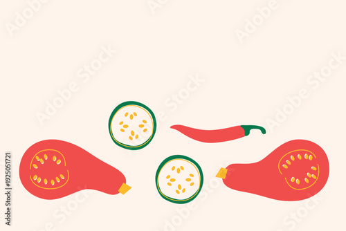 Art & Illustration Vegetable Mix Vector Illustration for Healthy Food Banner and Stickers	
