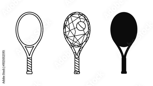 Tennis Racket Icons Set