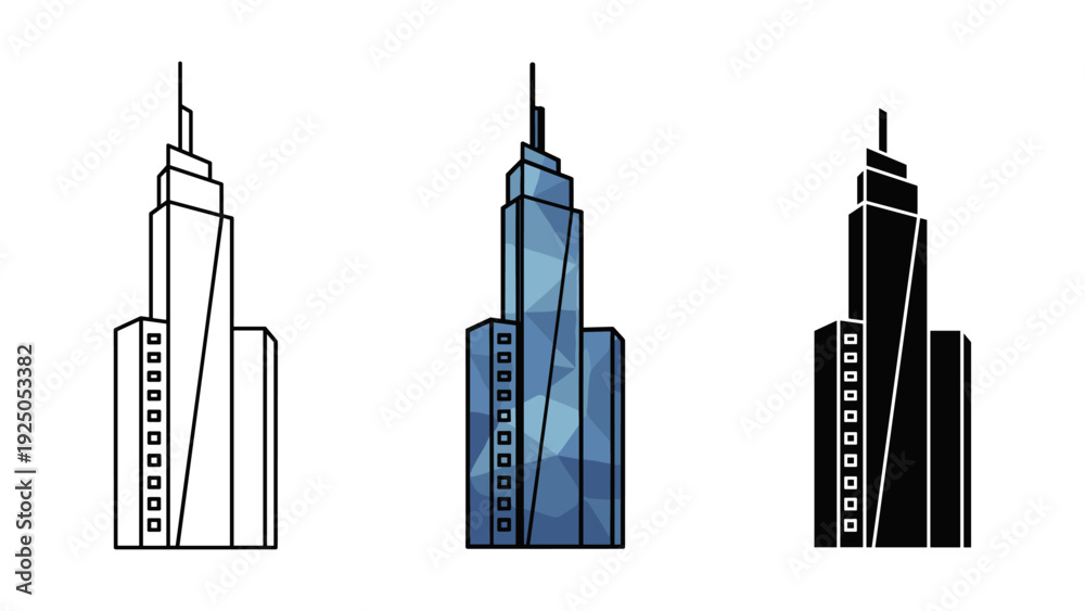 Obraz premium Modern Skyscraper Icon Set