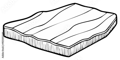 Outlined rendering of a wooden plank with visible grain