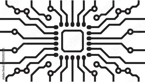 Abstract illustration of a central processing unit and circuit board connections