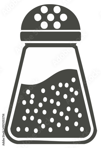 Salt Shaker Icon - Salt Container Symbol - Spices and Condiments Silhouette