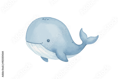 Cute Blue Whale Illustration.