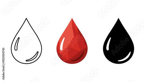 Blood Drop Icons Set