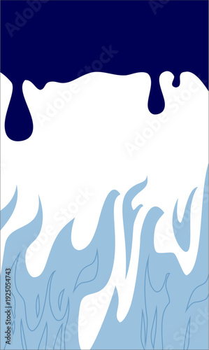 DRIP AND FLAME PATTERN: APPEARS LIKE A MELTING LIQUID. CONSISTS OF FLAMES THAT TAPER UPWARDS AND CREATE EMPTY SPACES THAT EMPHASIZE BOTH ELEMENTS