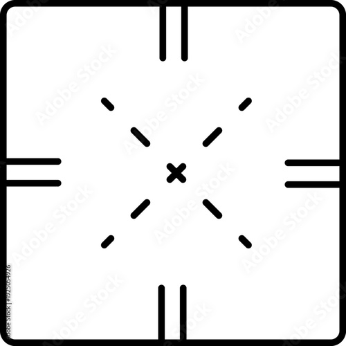 Weapon sight, sniper rifle optical scope. Hunting gun viewfinder with crosshair. Crosshair gun sight icons set. Bullseye, target or aim symbol. Shooting mark. Military target sign. Game UI. Vector.