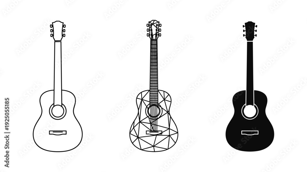 Naklejka premium Three Guitars In Different Styles