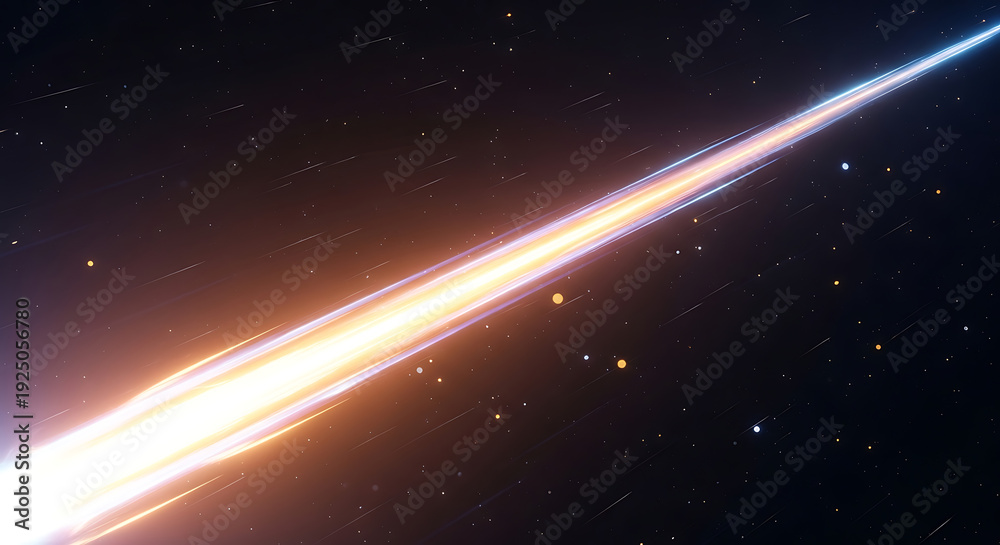 Obraz premium Dynamic cosmic light streak blazing through the dark universe with intense energy trail