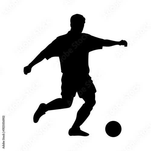Dynamic Silhouette of Soccer Athlete Executing a Precise Mid Motion Pass Kick
