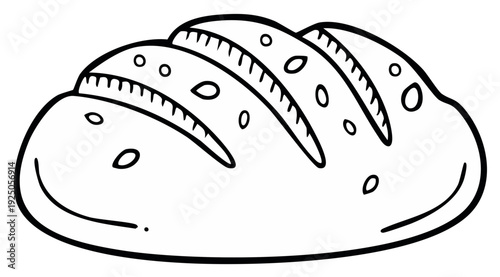 Artistic bread loaf illustration with seeds, bakery item.