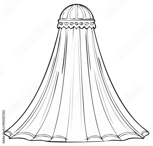 Elegant Fabric Bed Canopy with Decorative Draping and Ornate Dome Top