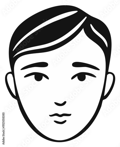 Stylized Male Face Line Art Illustration Young Man Avatar Icon Design