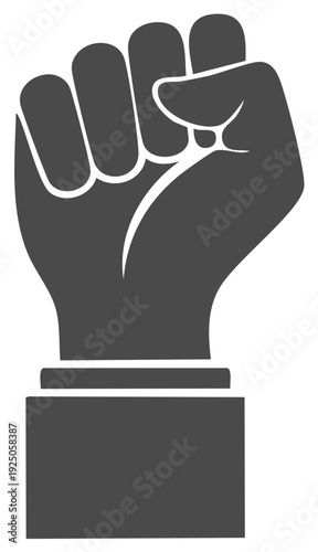 Closed Fist of Protest Posed in Silhouette Illustration Design