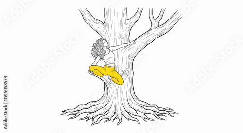 Woman meditating in a tree