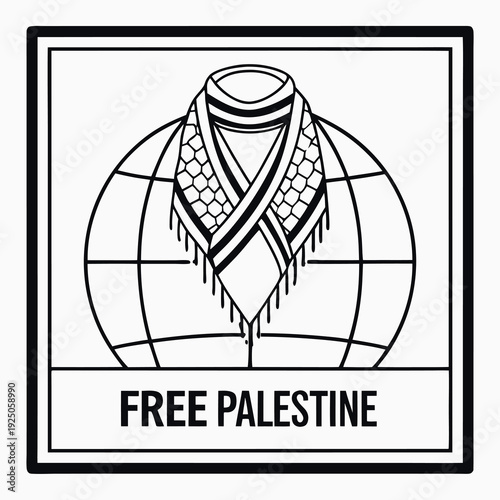 icon of a Palestinian keffiyeh scarf draped over  
