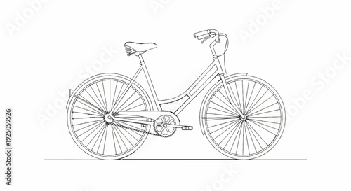 Sketch of a vintage-style bicycle with detailed spokes and frame