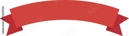 Free Download Minimalist red curved banner ribbon with swallowtail ends for titles, awards, and product labels. - GFXLoad