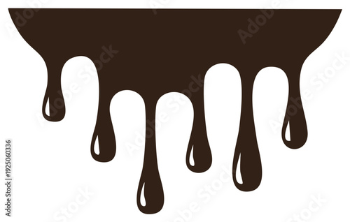 Rich dark chocolate sauce dripping in fluid streaks and drops