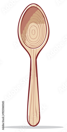 Illustrated wooden spoon with detailed grain pattern and shadow.