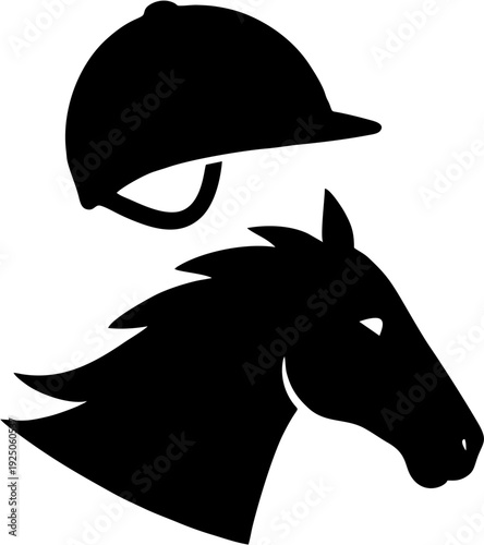 Horse and Jockey Racing Silhouette Vector Illustration on White Background