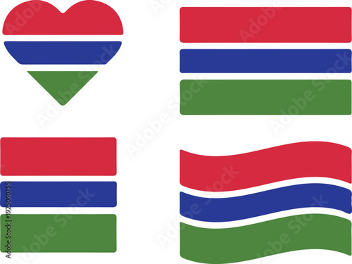 Free Download Set of the gambia national flag illustrations in various shapes - GFXLoad