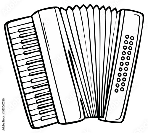 Line Art Drawing of an Accordion Musical Instrument