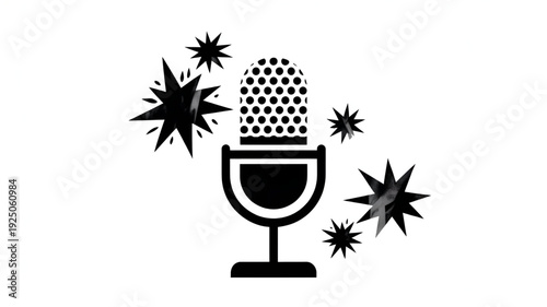 Classic studio microphone icon representing sound recording, singing, and media communication concept