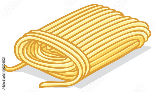 Dry Spaghetti Noodles Tied with String for Cooking