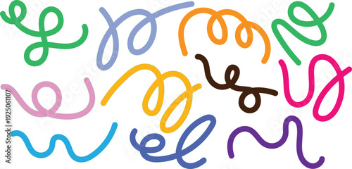 Colorful squiggly lines on white background