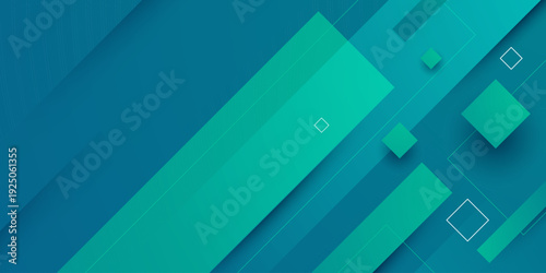 Abstract overlap green and blue gradient square background with shadow and line shapes pattern element concept banner design.