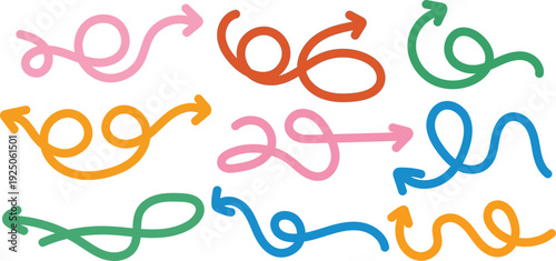 A collection of colorful arrows in various directions and styles