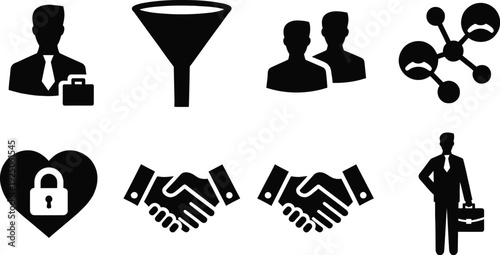 Set of 8 business icons vector