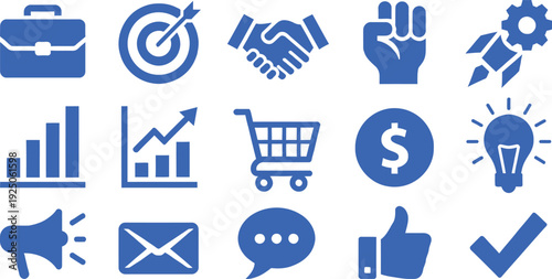 Set of 16 business icons vector